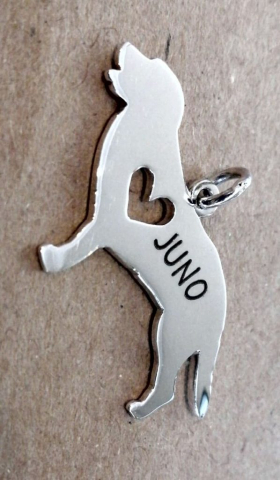 Silver Dog pendant Laser engraving and marking on Silver Dog pendant