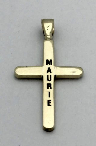 Gold cross Laser engraving and marking on Gold cross